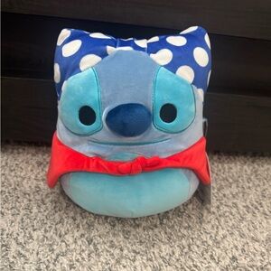 Squishmallows Blue Polka Dot Superhero Stitch with Red Cape